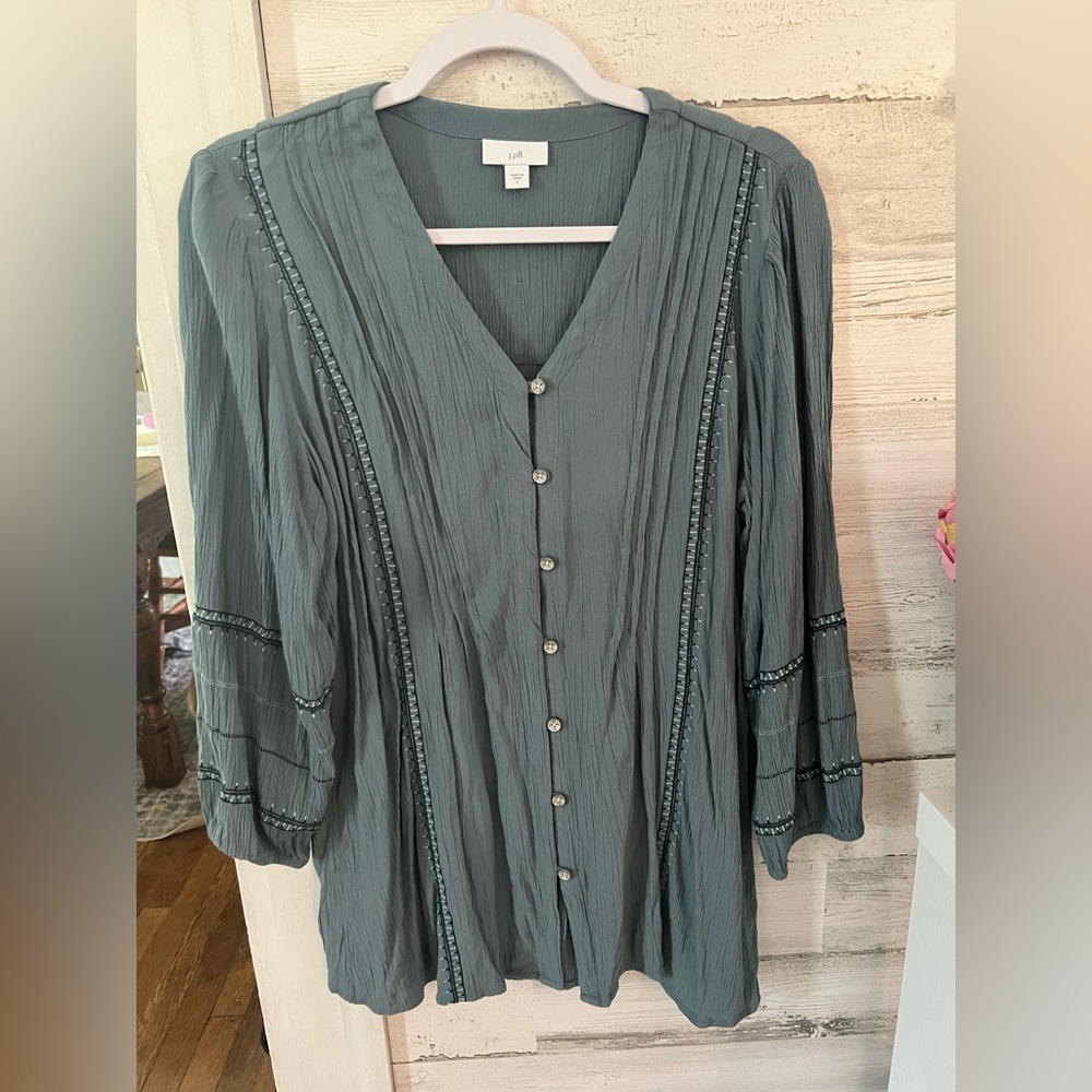 J. Jill Green 3/4 Sleeve Button Down Blouse